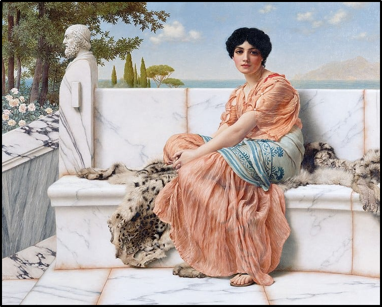"The Time of Sappho", a 1904 oil on canvas by John William Godward