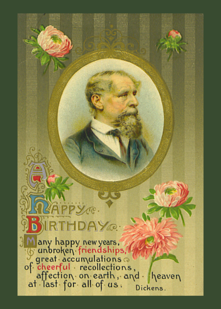 Antique Charles Dickens Happy Birthday Postcard