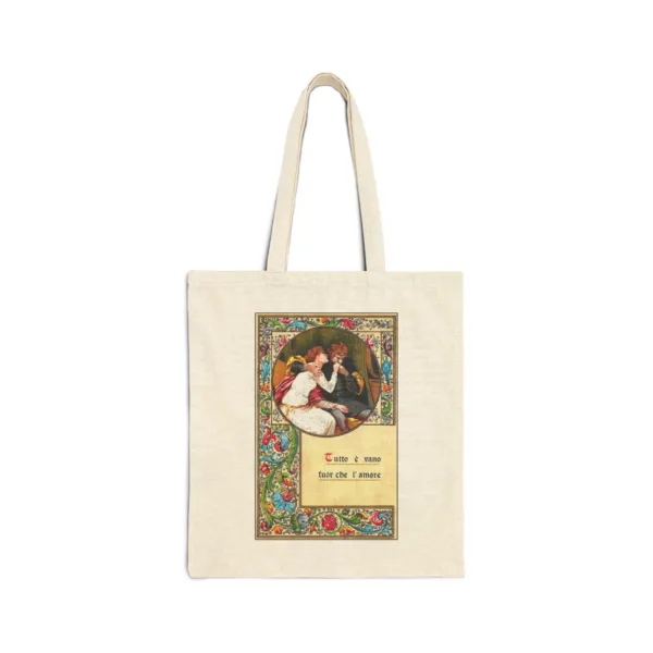 Vintage Themed Cotton Canvas Tote Bag- Paolo and Francesca from The Inferno - Image 2