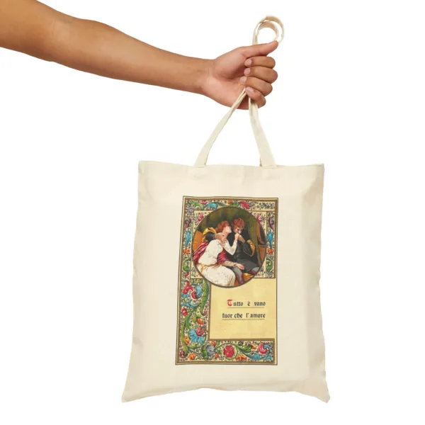 Vintage Themed Cotton Canvas Tote Bag- Paolo and Francesca from The Inferno